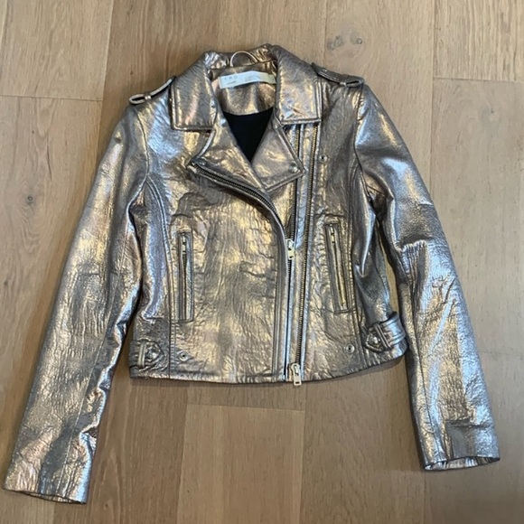 Iro metallic Dylan leather moto biker jacket size 40 - Picture 7 of 7